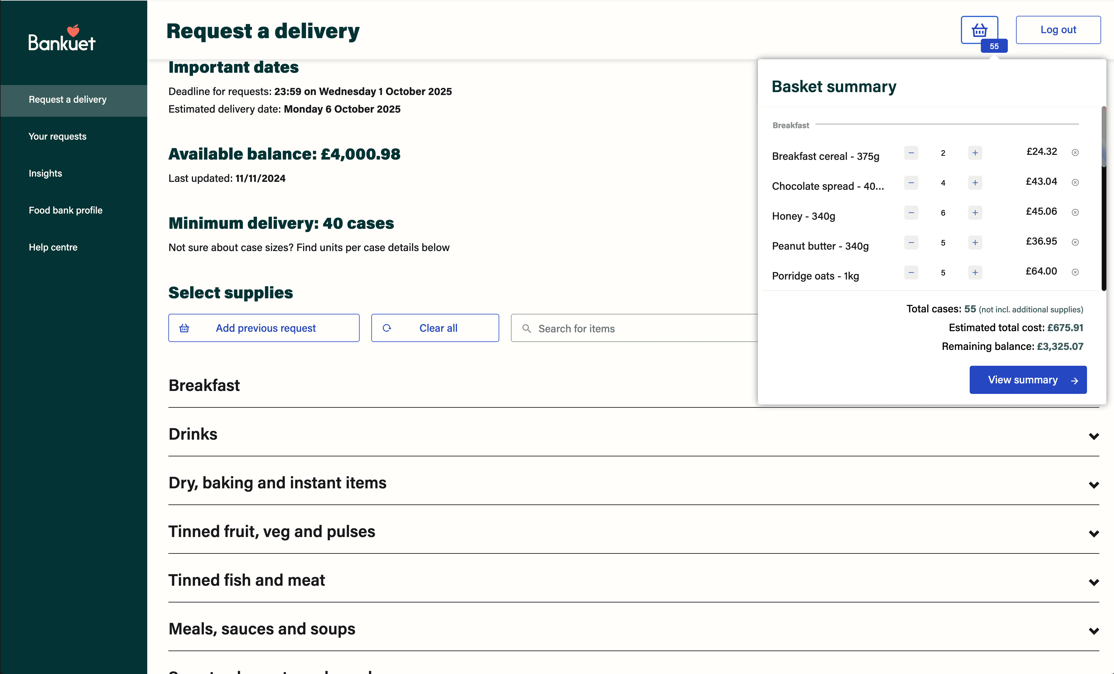 Bankuet: Creating a platform for food banks to access supplies screenshot
